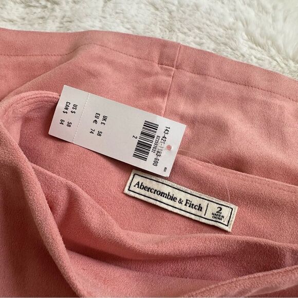 NWT A&F Abercrombie & Fitch suede style pink mini skirt with wraparound size 2 - Picture 8 of 9